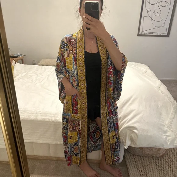 Robe with waist tie haute hippie bohemian pattern fancy loungewear California